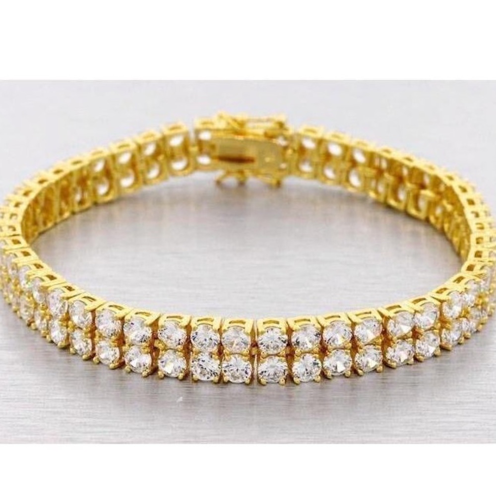 26ct Double Row Tennis Bracelet - Picture 2 of 9